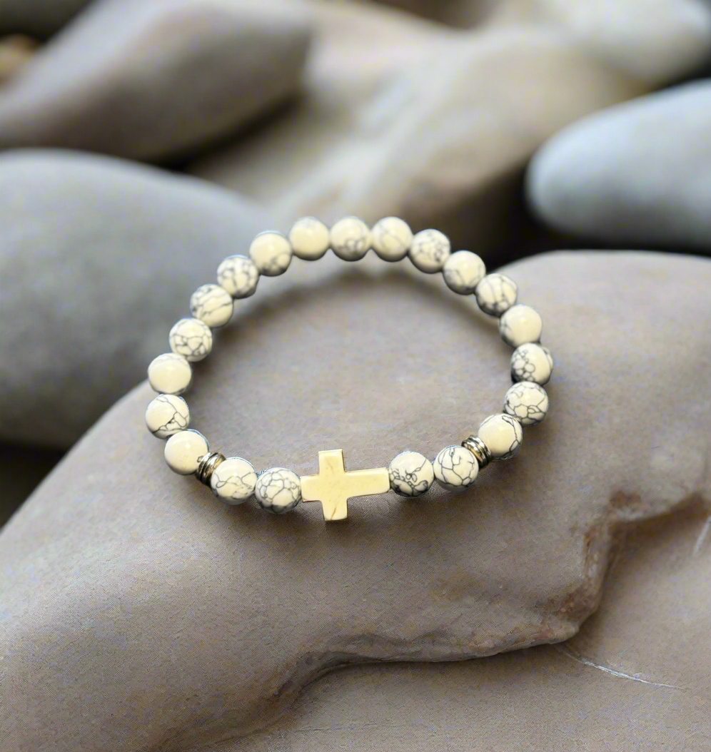 Howlite Cross Bead